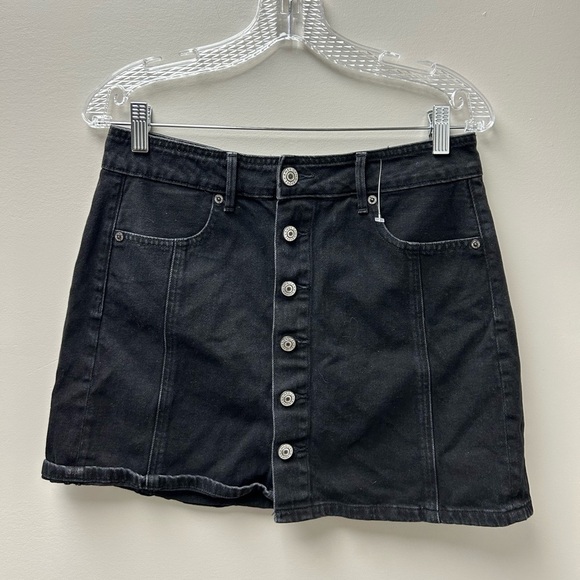 American Eagle Black High Rise A Line Mini Jean Skirt - Picture 1 of 4